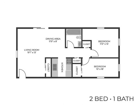 a floor plan of a 1 bedroom unit with baths